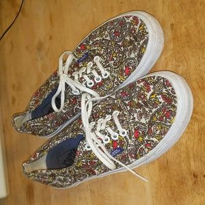 Vans Paisley Lace Up Shoes Yellow Pink Tan Womens 9